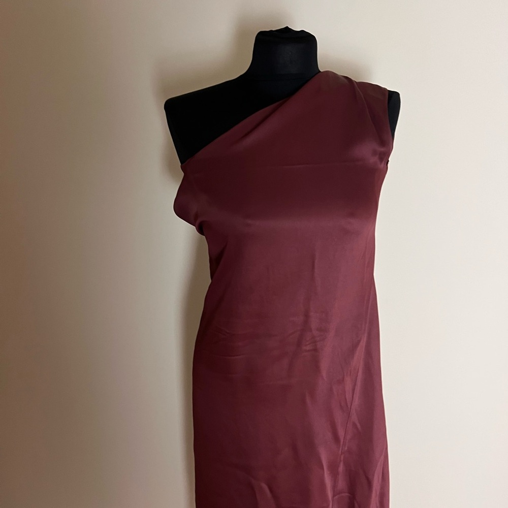 Zara One-Shoulder Maroon Dress